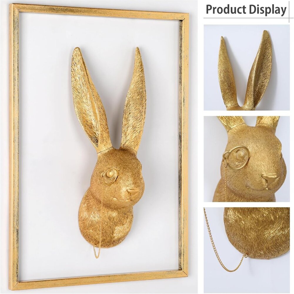 Gold Rabbit Head Wall Decor - Picture 6 of 8